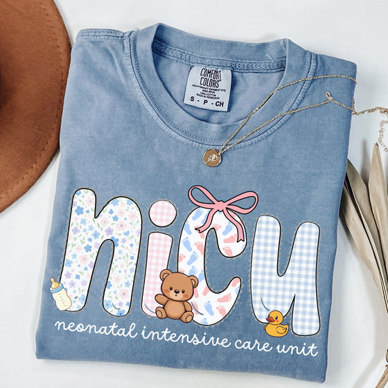 NICU Nurse Tee — Pink & Blue