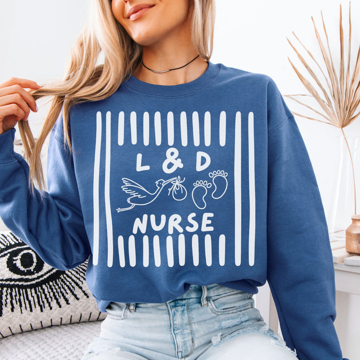 L&D Nurse Sweatshirt — Stork & Baby Footprints
