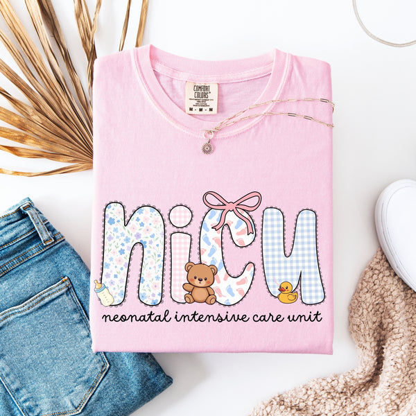 NICU Nurse Tee — Pink & Blue