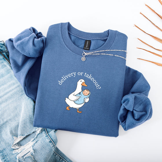 Labor & Delivery Nurse Sweatshirt — “Delivery or Takeout?”