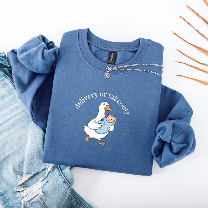 Labor & Delivery Nurse Sweatshirt — “Delivery or Takeout?”