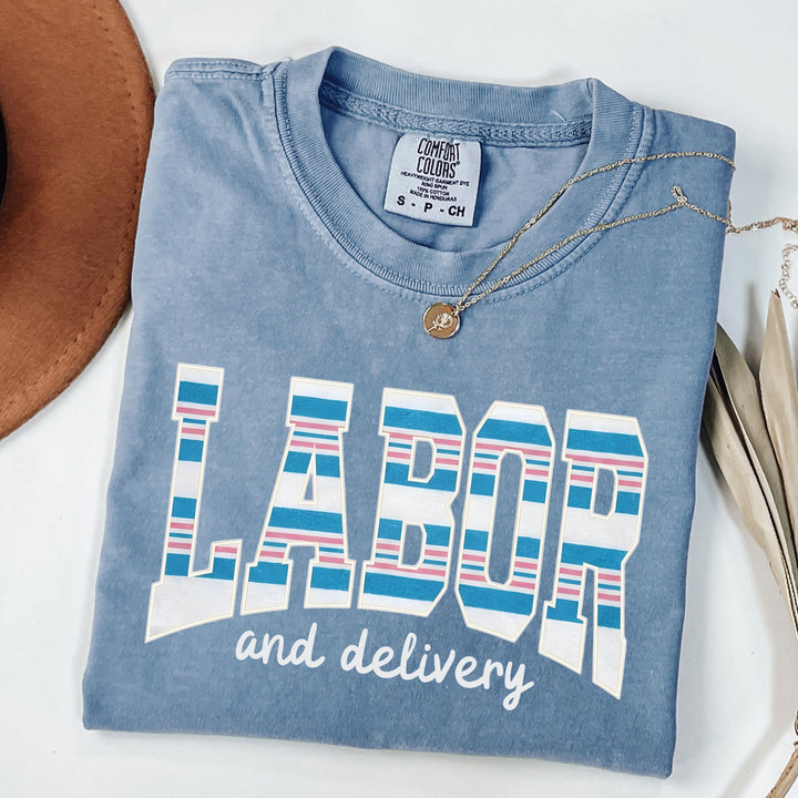 Labor & Delivery Nurse Tee — Baby Blanket Stripe