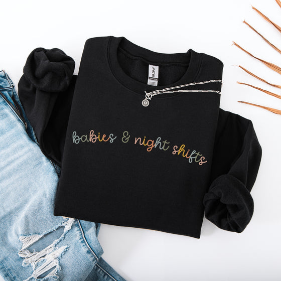 L&D Nurse Sweatshirt — Pastel Babies & Night Shifts